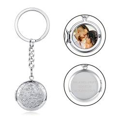 PiercingJak Bilder Medaillon zum öffnen Foto Schlüsselanhänger mit Gravur Amulett Anhänger Blume Muster Edelstahl Schlüsselbund Personalisierte Geschenke für Damen Herren von PiercingJak