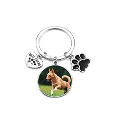 PiercingJak Personalisierte Schlüsselanhänger mit Gravur Foto Wunschtext Hund Katze Pfote Memorial Asche Urnen Flasche Anhänger Andenken Erinnerung Schmuck Individuelle Geschenke für Unisex von PiercingJak