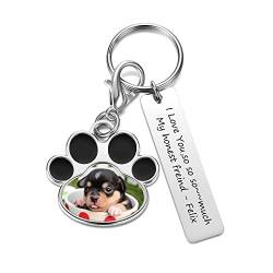 PiercingJak Personalisierte Schlüsselanhänger mit Gravur Foto Wunschtext Hund Katze Pfote Memorial Asche Urnen Flasche Anhänger Andenken Erinnerung Schmuck Individuelle Geschenke für Unisex von PiercingJak