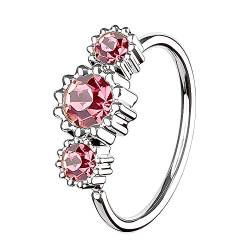 Piercingfaktor® Universal Piercing Ring Continuous mit 3 Strass Kristallen Ohr Nase Lippe Brust Intim Septum Tragus Helix Hufeisen Horseshoe Silber Rosa von Piercingfaktor