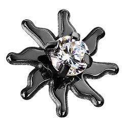 Piercingfaktor Aufsatz für Dermal Anchor Piercing Hautanker Implantat Skin Diver Strass Tribal Sonne Kristall Schwarz von Piercingfaktor