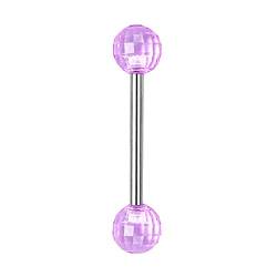 Piercingfaktor Barbell Stab Piercing Hantel Stecker Zungenpiercing Zunge Intim Brust Oral Ohr Tragus Helix Ohrpiercing Kugel 16mm mit Disco Lila von Piercingfaktor