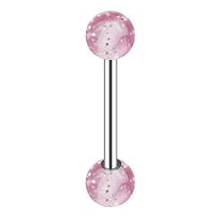 Piercingfaktor Barbell Stab Piercing Hantel Stecker Zungenpiercing Zunge Intim Brust Oral Ohr Tragus Helix Ohrpiercing Kugel Titan Ultra UV Glitter Pink von Piercingfaktor