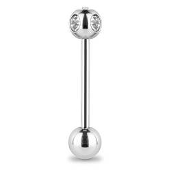 Piercingfaktor Barbell Stab Piercing Hantel Stecker Zungenpiercing Zunge Intim Brust Oral Ohr Tragus Helix Ohrpiercing Kugel mit 5 Kristallen Clear von Piercingfaktor