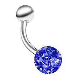 Piercingfaktor Bauchnabelpiercing Chirurgenstahl Bauch Bauchnabel Piercing Stecker Anhänger mit Multi Ferido Kristall Kugeln 8mm Silber Blau von Piercingfaktor