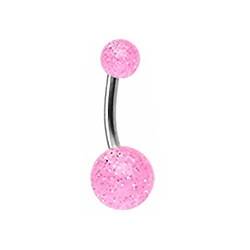 Piercingfaktor Bauchnabelpiercing Titan mit Glitter UV Glitzer Kugeln Silber Pink Rosa von Piercingfaktor