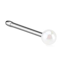 Piercingfaktor Piercing Stab Stecker Barbell Nase Nasenpiercing Nasenstecker Tragus Helix Ohr Lippe Intim Ohrpiercing gerade mit Perlen Kugeln Weiß von Piercingfaktor