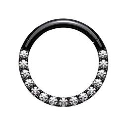 Piercingfaktor Segment Clicker Scharnier Ring Piercing mit Glitzer Kristall Septum Tragus Helix Nase Lippe Nasenring Ohr Knorpel Schwarz 1,2mm x 10mm von Piercingfaktor