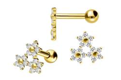 18 Karat Gold Ohrpiercing 3 KRISTALLBLUMEN von Piercingline