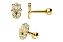 18 Karat Gold Ohrpiercing HAND DER FATIMA von Piercingline