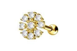 18 Karat Gold Ohrpiercing KRISTALLBLUME von Piercingline