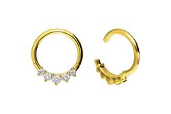 18 Karat Gold Segmentring Clicker 5 EINGEFASSTE KRISTALLE von Piercingline