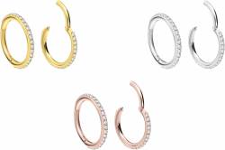 18 Karat Gold Segmentring Clicker EINGEFASSTE KRISTALLE von Piercingline