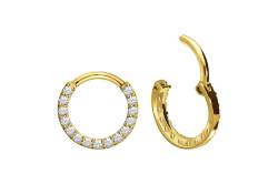 18 Karat Gold Segmentring Clicker EINGEFASSTE KRISTALLE von Piercingline