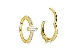 18 Karat Gold Segmentring Clicker KRISTALLRECHTECK + EINGEFASSTE KRISTALLE von Piercingline