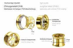 Chirurgenstahl BYO Double Flared Tunnel inkl. Einsatz OKTOPUS ++SALE++ von Piercingline