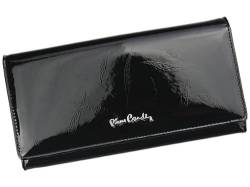 Pierre Cardin Brieftasche für Damen aus 100% Naturleder mit Hochglanzlackierung 19 x 10 x 3 cm für bis zu 8 Karten 2 Fächer 2 Taschen Farbe Schwarz von Pierre Cardin