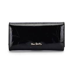 Pierre Cardin Damen Portemonnaie Leaf Wallet Plant Motiv Elegant Praktisch Lackleder Large 19,5x10x4cm Schwarz von Pierre Cardin