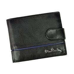 Pierre Cardin Elegante Herren-Geldbörse 11,5x9,5x2,2 cm aus 100% Naturleder für bis zu 11 Karten 2 Scheinfächer 2 Münzfächer mit Reißverschluss Schwarz und Blau von Pierre Cardin