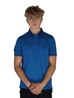 Pierre Cardin Herren 100% Baumwolle Konstruiert Dünnes Gestreiftes Polo mit Unterschrift Stickerei (Small, Turquoise/Navy) von Pierre Cardin