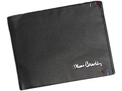 Pierre Cardin Herren-Geldbörse mit RFID-Stop aus 100% Naturleder 12x 9,5 x 3 cm für bis zu 10 Karten 2 Scheinfächer 2 Münzfächer Riegelverschluss Farbe Schwarz von Pierre Cardin