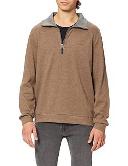Pierre Cardin Herren Sweat-Shirt Stand-up Collar Zip Interlock Doubleface with Tencel Sweatshirt, Brown, S von Pierre Cardin