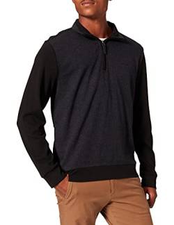 Pierre Cardin Herren Sweat-Shirt Stand-up Collar Zip Interlock Slub Heringbone Sweatshirt, Black, 3XL von Pierre Cardin