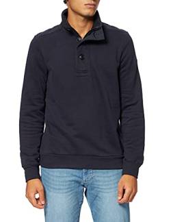 Pierre Cardin Herren Sweat-Shirt Stand-up Collar Zip & Button Supersoft Terry Sustainable Sweatshirt, Blue, S von Pierre Cardin