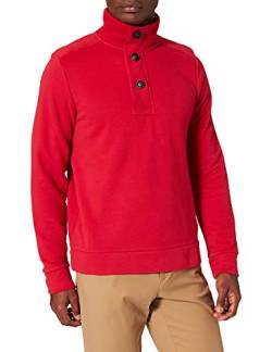 Pierre Cardin Herren Sweat-Shirt Stand-up Collar Zip&Button Supersoft Terry Sustainable Sweatshirt, Red, 3XL von Pierre Cardin