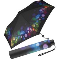 Pierre Cardin Langregenschirm schlanker Damen-Taschenschirm mit Handöffner, mit modernem bunten Muster auf schwarzem Grund von Pierre Cardin