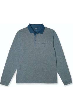 Pierre Cardin Modern Fit Longsleeve Poloshirt blau, Gemustert von Pierre Cardin