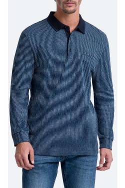 Pierre Cardin Modern Fit Longsleeve Poloshirt blau, Gemustert von Pierre Cardin