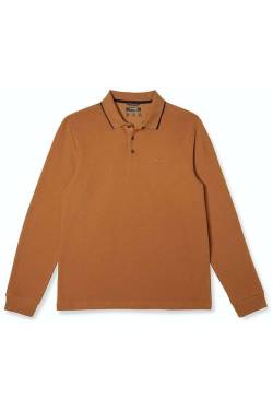 Pierre Cardin Modern Fit Longsleeve Poloshirt braun, Einfarbig von Pierre Cardin