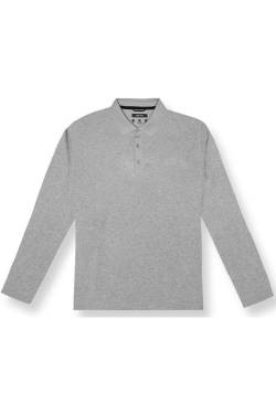 Pierre Cardin Modern Fit Longsleeve Poloshirt grau, Meliert von Pierre Cardin