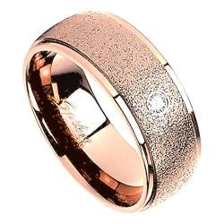 Piersando Band Ring Bandring Ehering Partnerring Trauring Verlobungsring Damen Herren Strass Kristall Stein Glitzer Größe 60 (19.1) Rosegold Breit: 6mm von Piersando