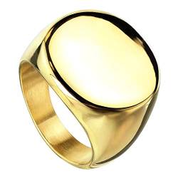 Piersando Band Ring Edelstahl Bandring Ehering Partnerring Biker Rocker Ring Runder Siegelring Damen Herren Größe 52 (16.6) Gold von Piersando