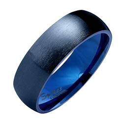 Piersando Band Ring Edelstahl Matt Gebürstet Bandring Ehering Partnerring Trauring Verlobungsring Damen Herren Blau Größe 65 (20.7) Breit 6mm von Piersando