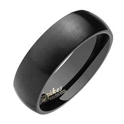 Piersando Band Ring Edelstahl Matt Gebürstet Bandring Ehering Partnerring Trauring Verlobungsring Damen Herren Schwarz Größe 55 (17.5) Breit 6mm von Piersando