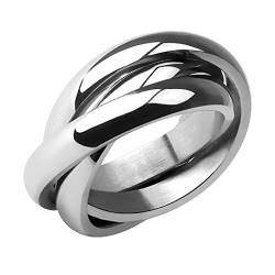 Piersando Damen Ring Edelstahl Dreifach Dreier Partnerring Ehering Bandring Trauring Damenring Silber Größe 57 (18.1) von Piersando
