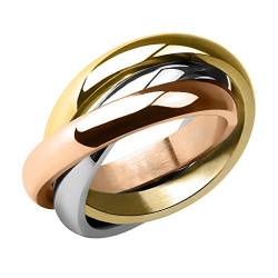 Piersando Damen Ring Edelstahl Dreifach Dreier Partnerring Ehering Bandring Trauring Damenring Silber Rosegold Gold Größe 49 (15.6) von Piersando