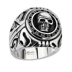 Piersando Herren Ring Edelstahl Biker mit 3D Totenkopf Männer Herrenring 26mm Breit Silber Größe 63 (20.1) von Piersando