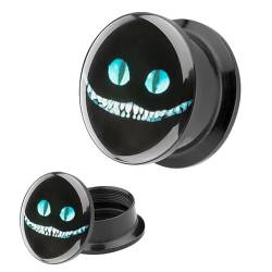 Piersando Ohr Plug Flesh Tunnel Piercing Ohrpiercing Picture Motiv Cheshire Cat Grinsekatze 18mm von Piersando