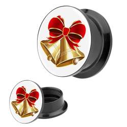 Piersando Ohr Plug Flesh Tunnel Piercing Ohrpiercing Picture Motiv Weihnachtsglocken Gold 20mm von Piersando