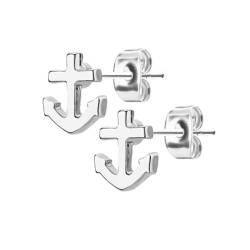 Piersando Ohrringe Edelstahl Ohrstecker Anker Maritime matt gebürstet minimalistisch Geometrische Formen Schlicht Modern Silber von Piersando