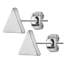 Piersando Ohrringe Edelstahl Ohrstecker Dreieck matt gebürstet minimalistisch Geometrische Formen Schlicht Modern Silber von Piersando