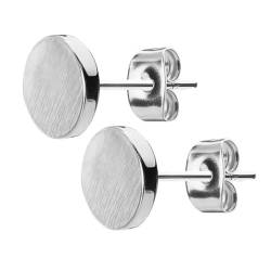 Piersando Ohrringe Edelstahl Ohrstecker Rund matt gebürstet minimalistisch Geometrische Formen Schlicht Modern Silber von Piersando