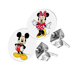 Piersando Ohrstecker Ohrringe Runde Kleine Stecker für Damen oder Kinder Silber mit Minnie und Mickey Mouse Motiv von Piersando