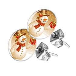 Piersando Ohrstecker Ohrringe Runde Kleine Stecker für Damen oder Kinder Silber mit Schneemann mit Geschenk Motiv von Piersando