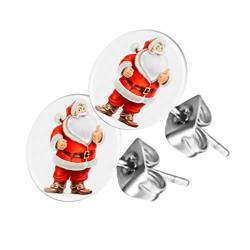 Piersando Ohrstecker Ohrringe Runde Kleine Stecker für Damen oder Kinder Silber mit Weihnachtsmann Motiv von Piersando