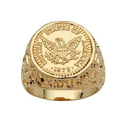 Adlerring für Herren, Ring des amerikanischen Weißkopfseeadlers, USA Flying Eagle Ring, Patriotische Ringe mit Goldadler-Medaille, Nordischer Wikinger-Hawk-Adler-Ring, Punk Animal Eagle Schmuck (18.9) von PikaLF